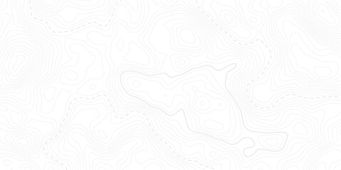Modern style topographic map with light gray contour lines on a white background creating a smooth surface element topo design. paper texture Imitation of a geographical map shade. © NAZMA