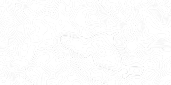 Modern style topographic map with light gray contour lines on a white background creating a smooth surface element topo design. paper texture Imitation of a geographical map shade.