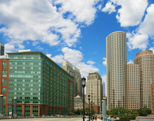 View of the downtown Boston skyline from the Seaport district