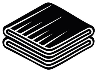 Stacked folded fabric cloths isometric icon black and white