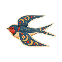 Obraz premium PNG Vintage swallow tattoo design.
