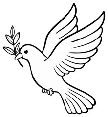 Obraz premium A Dove of Peace in Flight Carrying an Olive Branch Symbol of Harmony and Hope