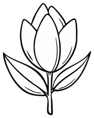 Obraz premium Black and white flower illustration, floral outline, botanical art
