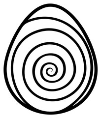 Abstract Spiral Design on Egg Shape Simple Black and White Outline Graphic
