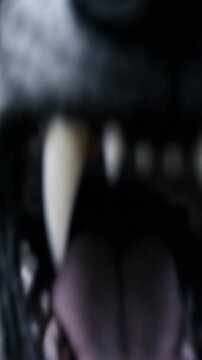 Aggressive Gray Wolf Attacking in Dark Forest Vertical Video