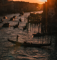 sunset in venice, italy over the grand canal