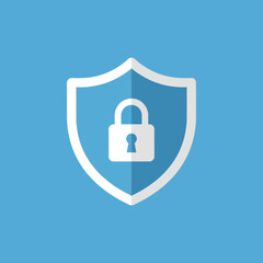 Shield with a padlock symbol representing security or protection.