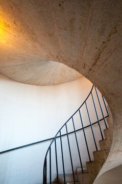 Italy, Lazio, Tivoli.  Spiral staircase inside the Villa d'Este