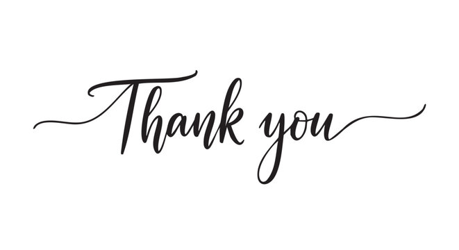 Elegant cursive thank you text in stylish handwritten font