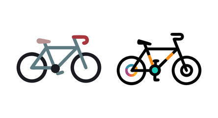 Fototapeta premium Two bicycle cliparts bike vector illustration transportation cycle riding cycling sport equipment design 90s
