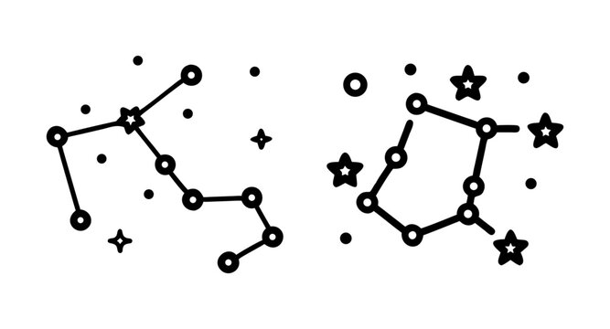 Explore celestial wonders: vector constellations and stars for astronomy enthusiasts and stargazers