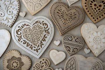 Textured hearts as a background, Valentine's Day