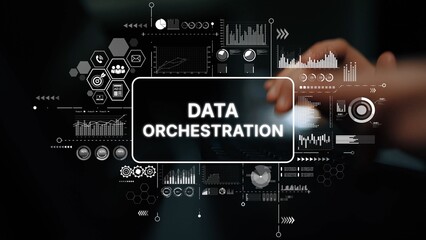 Data Orchestration Concept with Modern Graphics and Visual Elements for Technology and Business...