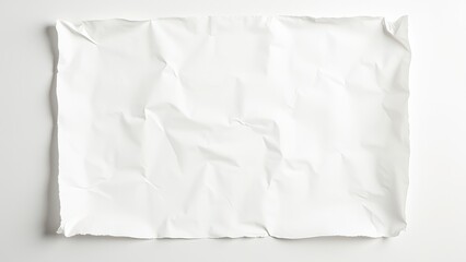 White Wrinkled Paper Poster Template Blank Glued Creased Sheet Mockup on Wall
