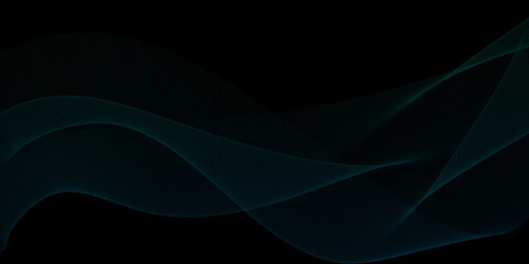 Naklejka premium Cool teal and black abstract flowing lines on a dark background