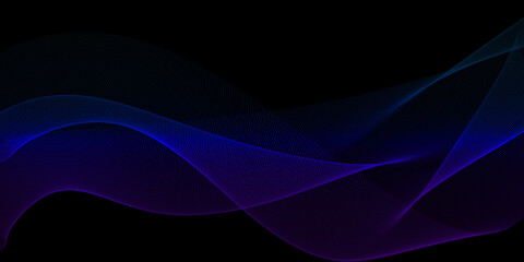 Smooth blue and purple abstract wave with glowing effect on black