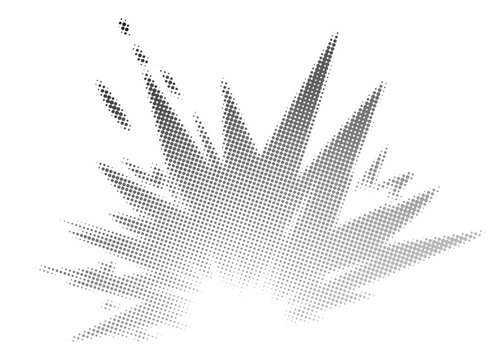 Hand-drawn vector illustration of an explosion. Halftone effect illustration for poster and design. Trendy background texture.