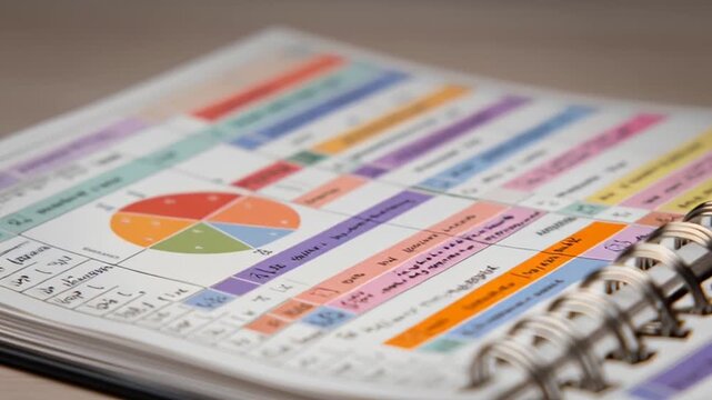 A planner with colorful tabs and a pen on top, used for organization and scheduling in daily life