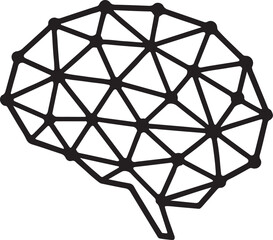 Artificial Intelligence Brain Silhouette with Geometric Lines and Nodes