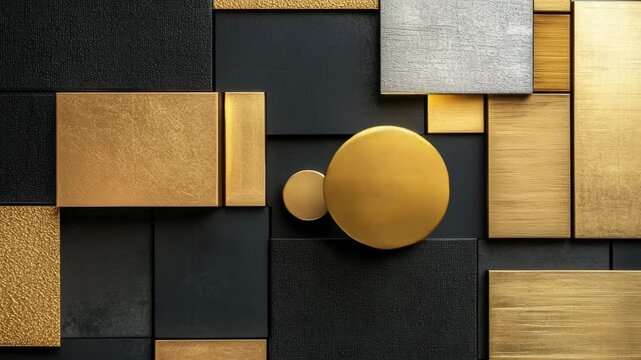 Geometric shapes in motion: dynamic gold and black pattern sequence