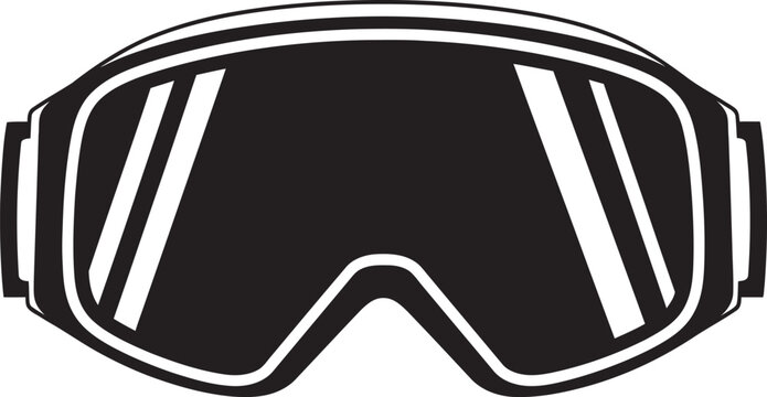 Professional black silhouette vector of ski or snowboard goggles. High-quality minimalist design ideal for winter sports branding, mountain resort equipment retail, and alpine lifestyle graphic assets