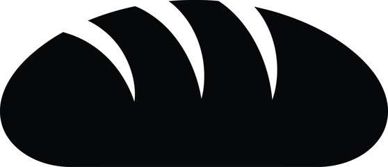 A black silhouette of a loaf of bread with four diagonal cuts on top