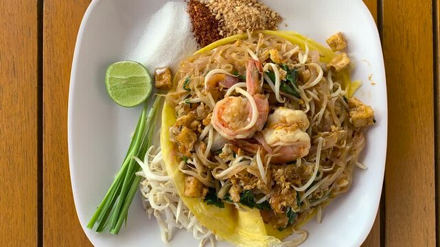 Delicious Plate of Phad Thai with Shrimp