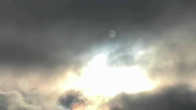 Dark smoky clouds in the gloomy sky.
