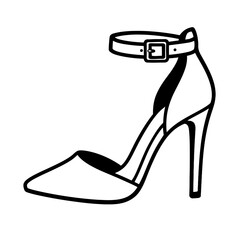 Elegant High-Heeled Stiletto Shoe Vector Illustration - Classic Women's Fashion Footwear Icon with Ankle Strap and Buckle for Beauty and Style