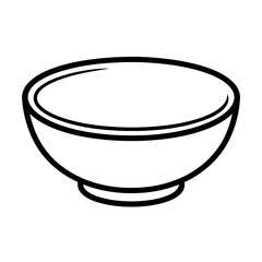 Empty Ceramic Bowl Vector Icon - Minimalist Line Art Illustration for Kitchenware, Dining Sets, Breakfast Cereal, Soup Service, and Restaurant Menus