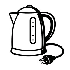 Electric Kettle Vector Illustration - Modern Kitchen Appliance for Boiling Water, Tea and Coffee Preparation Icon Isolated on White Background