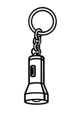 Flashlight Keychain Vector Icon - Portable Emergency Light and Key Ring Tool. Minimalist Illustration for Outdoor Equipment, Safety Gear, and Promotional Merchandise.