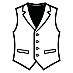 Formal Waistcoat Vector Icon - Classic Men's Suit Vest for Weddings, Business Attire, Groom Fashion, Tuxedo Accessories, and Formal Wear Graphic Design.