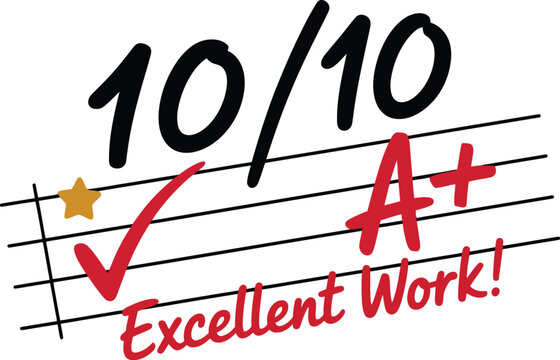 A student receives an A+ grade with excellent work recognition on a sheet of music