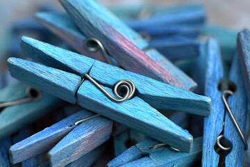 Clothes pegs on a clothesline
