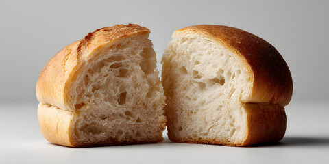 Artisanal bread sliced ​​in half
