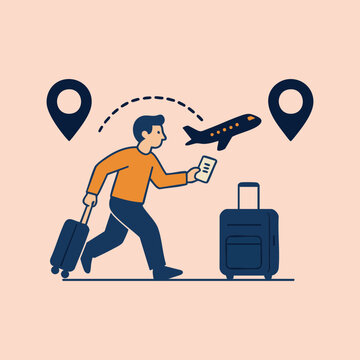 Travel icon illustration with airplane 