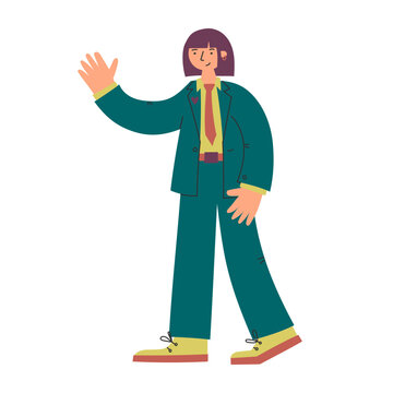 Androgynous person in modern suit in minimal flat style. Individuality, gender expression, confidence and modern identity concept. Vector flat illustration.