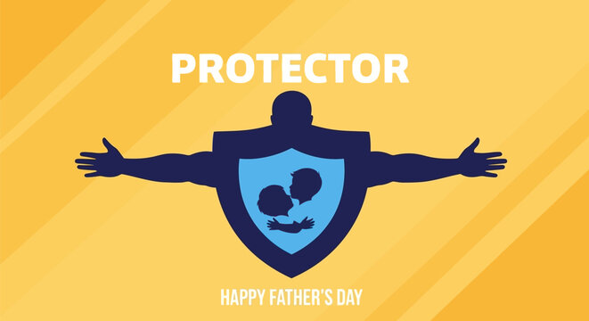 Father's Day greeting card with protector shield symbol.