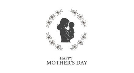 Obraz premium Mother's Day greeting card with silhouette.