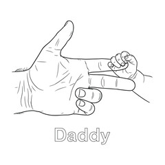 Fathers Day Daddy Hand Bond Line Art Vector Illustration.