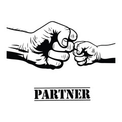 Fathers Day Father and Child Fist Bump Bonding Silhouette Vector Illustration.