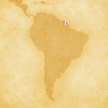 Ocher map of South America - French Guiana