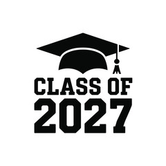 Graduation cap and the words 'Class of 2027' symbolize academic achievement.