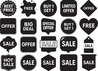 Obraz premium Black Sale Offer Labels Collection on White Background