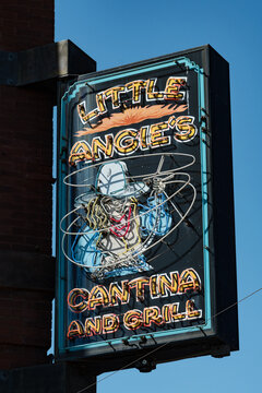 The colorful neon sign at Little Angie's Cantina and Grill in Duluth, Minnesota