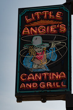The colorful neon sign at Little Angie's Cantina and Grill in Duluth, Minnesota