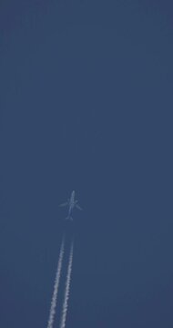 Real Airliner Flight Above 10 km in Slow Motion, Static Shot