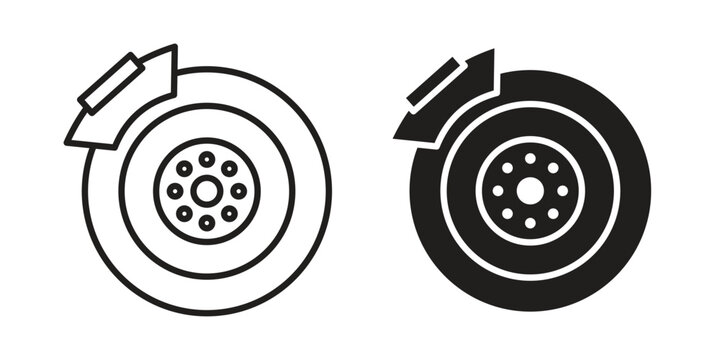 Disk brake icon. Linear icon collection. Editable stroke. Vector illustrations