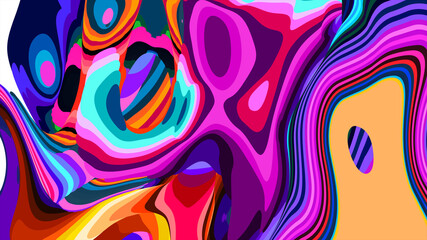 Vibrant abstract psychedelic pattern with colorful swirling shapes